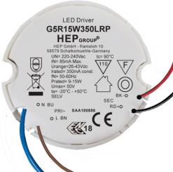 HEP  LED Treiber, Konstantstrom, 500mA, 15W 