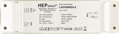 HEP LED Netzteil/Treiber LED Netzteil, Konstantspannung, dimmbar, 24Vdc, 60W (DALI-2(DT6)/TouchDim) 
