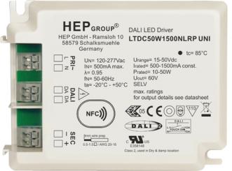 HEP  LED Treiber, Konstantstrom, dimmbar, 350-1050mA per NFC, 45W (DALI-2(DT8)/opt. RF) 