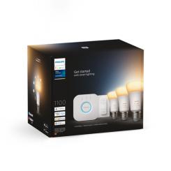 Philips Hue White ambience Starter-Set: E27 Lampe A60 Dreierpack - 1100lm + Dimmschalter / EEK: F 