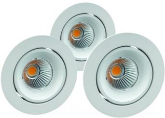 Rutec  GAIL LED-Einbaustrahler3er Set on-off plug&play schw.,rund,300mA,3x6W,IP40,3000K,CR 