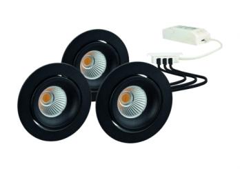 Rutec  GAIL LED-Einbaustrahler3er Set DimToWarm Plug&play schw.,rund,300mA,3x7W,IP40,3-180 