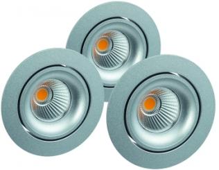 Rutec  GAIL LED-Einbaustrahler3er Set on-off plug&play schw,rund,300mA,3x6W,IP40,3000K,CRI 
