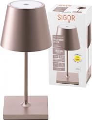 Sigor Akku-Tischleuchte Nuindie mini 250mm rosegold 2,2W Flex-Mood 2200K/2700K IP54 168/197lm Ra85 