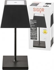 Sigor Akku-Tischleuchte Nuindie mini 250mm nachtschwarz 2,2W Flex-Mood 2200K/2700K IP54 180lm Ra85 