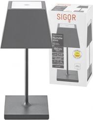 Sigor Akku-Tischleuchte Nuindie mini 250mm graphitgrau 2,2W Flex-Mood 2200K/2700K IP54 180lm Ra85 e 