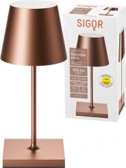 Sigor  Akku-Tischleuchte Nuindie mini USB-C bronzefarben 2,2W FlexMood 2200K/2700K IP54 168/197lm Ra 
