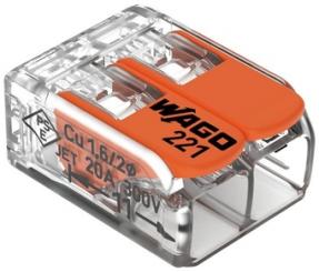 Wago  Verbindungsklemme mit Hebeln, für alle Leiterarten, max. 4 mm², 2x 0.14-4 mm2 