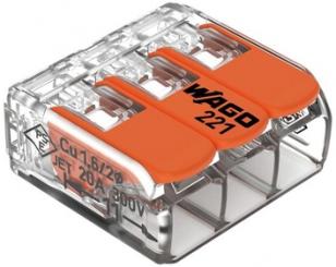 Wago  Verbindungsklemme mit Hebeln, für alle Leiterarten, max. 4 mm², 3x 0.14-4 mm2 
