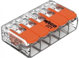 Wago  Verbindungsklemme mit Hebeln, für alle Leiterarten, max. 4 mm², 5x 0.14-4 mm2 