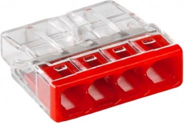 Wago  Verbindungsklemme zum Stecken, für eindrähtige Leiter, max. 2,5 mm², 4x 0.5-2.5 mm2 