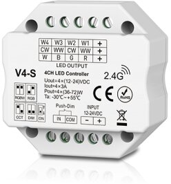 Dotlux 4 in1 LED Funk-Empfänger/Dimmer für mehrfarbige LED-Streifen Fusion Technologie 4x 3A 