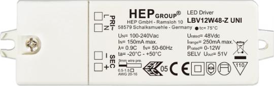 HEP  LED Netzteil, Konstantspannung, 48Vdc, 12W 