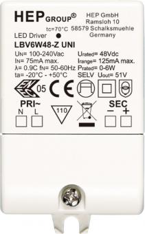 HEP  LED Netzteil, Konstantspannung, 48Vdc, 6W 
