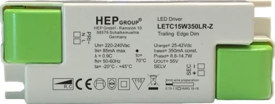 HEP  LED Treiber, Konstantstrom, dimmbar, 350mA, 15W (Phasenabschnitt) 