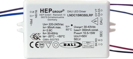 HEP LED Netzteil/Treiber LED Treiber, Konstantstrom, dimmbar, 350mA, 15W (DALI-2 (DT6)/TouchDim) 