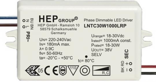 HEP  LED Treiber, Konstantstrom, dimmbar, 1000mA, 30W (Phasenabschnitt) 