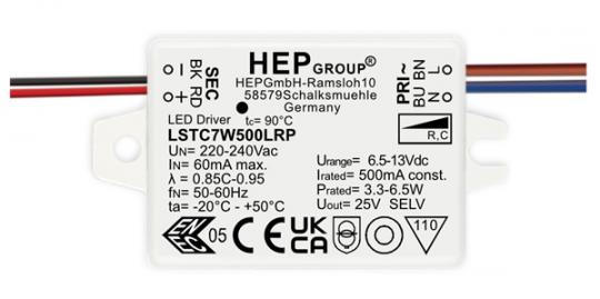 HEP  LED Treiber, Konstantstrom, dimmbar, 500mA, 7W (Phasenabschnitt) 