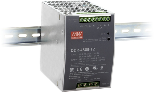 Mean Well DDR-480B-12 DC/DC-Wandler Hutschiene 16.8-33.6VDC 12V 33.4A 
