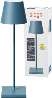 Sigor  Akku-Tischleuchte Nuindie USB-C 380mm delphinblau 2,2W FlexMood 2200K/2700K IP54 168/197lm Ra 