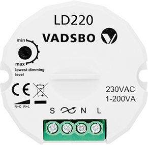 Wandmodul VADSBO Tastdimmer 200W Doseneinbau 56x56x22mm 